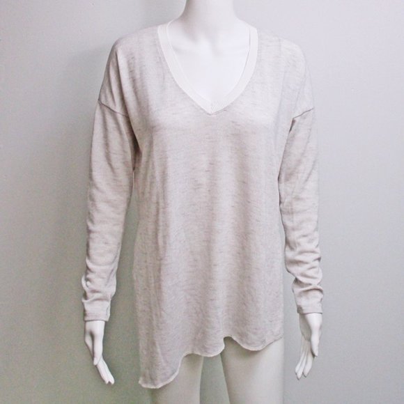 Wilfred Aritzia Asymmetrical Hem V Neck Sweater - Picture 1 of 6